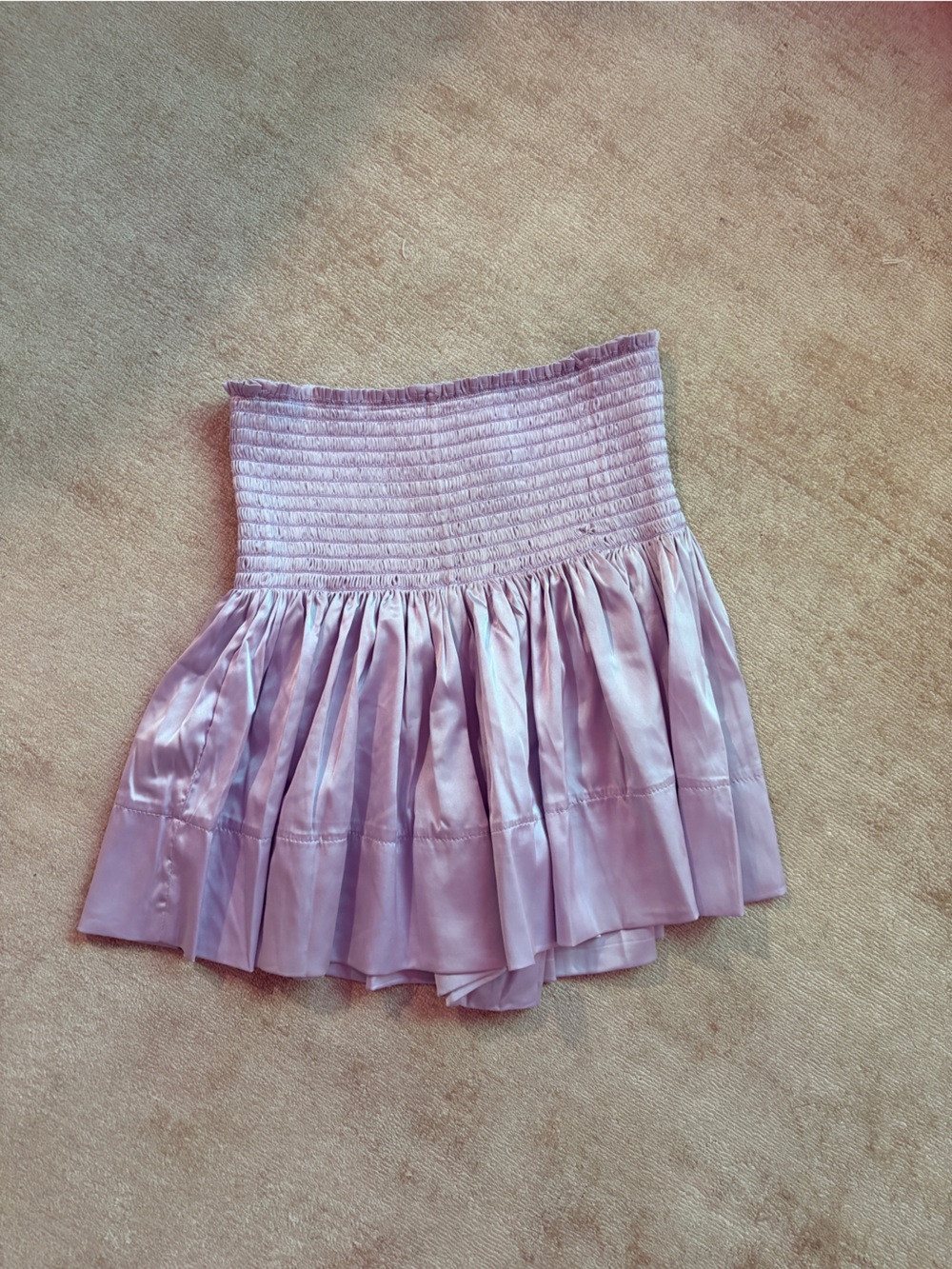 NATURAL LIFE Lavender Smocked Satin Mini Skirt